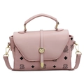 Pink vintage mini crossbody bag with cartoon bear print and golden chain strap - Pink