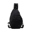 Versatile black lightweight crossbody chest bag with multi-layer zippers and nylon fabric - Black