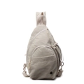 Versatile cream nylon crossbody chest bag with multi-zipper pockets and side pouch - Off White