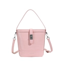 Sac seau rose avec texture crocodile et bandoulière réglable en similicuir chic - Rose