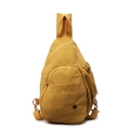 Casual mustard yellow nylon crossbody chest bag with multi-zipper layers and woven strap - Yellow