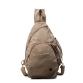 Fashionable khaki nylon chest bag with multiple zipper compartments and adjustable strap - Khaki