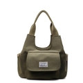 Sac à bandoulière en toile vert armée minimaliste avec grande capacité et poche avant - Vert