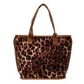 Fashionable leopard print tote bag with brown straps for women's daily commute - Brown