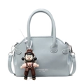 Borsa a mano vintage celeste minimalista con tracolla e ciondolo a cartone animato carino - Ciondolo Bambola / Blu