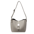 Sac fourre-tout gris chic en cuir grainé avec fermoir en métal et bandoulière réglable - Gris