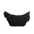 Bolso bandolera negro minimalista de nailon con correa ajustable ancha y detalle M6 - Negro