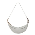 Bolso bandolera blanco minimalista en forma de media luna con detalles de metal dorado - Blanco