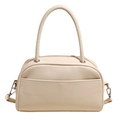 Bolso de mano Boston crema minimalista con textura suave y asa superior para mujer - Blanco