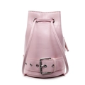 Secchiello chic in pelle cerata rosa chiaro con fibbia argento e chiusura a cordoncino - Rosa