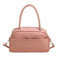 Bolso Boston rosa minimalista con asas de mano y correa de hombro ajustable - Rosa