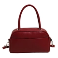 Bolso tipo almohada clásico rojo oscuro de piel sintética con asas y correa ajustable - Rojo