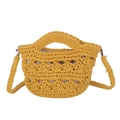 Bolso de ganchillo amarillo vibrante con diseño calado y correa larga ajustable - Amarillo