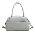 Minimalist light blue-grey pillow bag with top handles and silver hardware - Blue