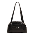 Bolso Boston minimalista en charol negro brillante con herrajes plateados elegantes - Negro