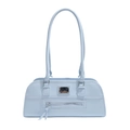 Sac sous le bras minimaliste bleu clair en similicuir avec fermeture éclair décorative - Bleu