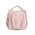Pink pleated faux leather small crossbody bag with decorative pearl zipper details - Pink