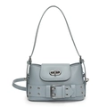 Bolso bandolera azul claro con cinturón de ojales plateados y cierre de metal - Azul
