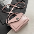Pink oil wax leather crossbody handbag with silver clasp and adjustable shoulder strap - No Pendant / Pink