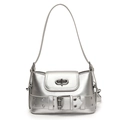 Sac seau argenté métallisé avec sangle à œillets et boucle en métal design - Argent
