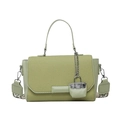 Light green tote bag with woven fabric mix and stylish ethnic patterned strap - Green