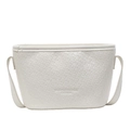 Weiße geflochtene Bucket-Bag aus Leder mit MUONJIN Logo-Prägung und Schultergurt - Weiß