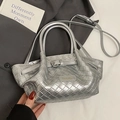 Sac à main tissé argenté avec finition métallique et plaque logo pour un look urbain - Argent - Sans Pendentif