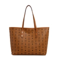 Borsa tote marrone classica con stampa orsetto e texture in ecopelle - Marrone