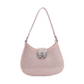 Chic pink rhinestone hobo bag for women with silver letter W metal buckle decoration - Pink Large