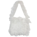 Japanese style white tiered ruffle lace tote bag with pleated tulle shoulder strap design - White