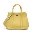 Mini yellow crossbody handbag with lychee pattern leather and silver hardware strap - Yellow
