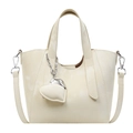 Chique beige bucket tote tas in minimalistische stijl met hartje en schouderband - Geel