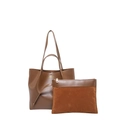 Conjunto de bolso tote marrón para mujer con neceser pequeño a juego incluido - Marrón