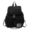 Mochila de viaje de lona negra con múltiples bolsillos y cierre de hebilla seguro - Negro