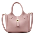 Elegante rosa Beuteltasche mit Litschi-Struktur Goldverschluss und Schultergurt - Rosa