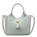 Bucket Bag in Mintgrün mit Litschi-Muster, goldenem Drehverschluss und Tragegriff - Grün