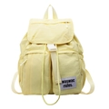 Mochila de viaje ligera amarillo claro con solapa de cordón y bolsillos con cremallera - Amarillo