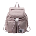 Minimalist light purple nylon backpack with multi-pocket design and buckle closure - Purple