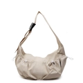 Minimalistische beige Nylon-Umhängetasche mit verstellbarem Riemen für Damen - Khaki