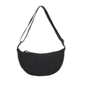 Bolso bandolera negro de pana en forma de media luna con correa ajustable y cremallera - Negro