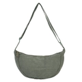 Bolso bandolera de pana verde oscuro en forma de media luna con correa ajustable retro - Verde