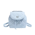 Light blue mini quilted backpack with silver chain handle and diamond pattern - Blue