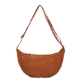 Bolso de media luna minimalista en pana marrón con correa ajustable de estilo vintage - Amarillo