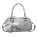 Elegante borsa Boston azzurra con fiocco in pizzo bianco e catena di perle - Blu (Con Ciondolo)