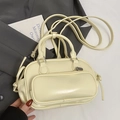 Sac Boston beige crème en simili cuir avec logo RANE DONA et bandoulière réglable - Sans Pendentif / Jaune