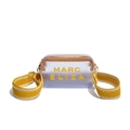 Transparent crossbody bag with yellow letters and woven shoulder strap in high quality PVC - Yellow