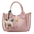 Sac seau rose en cuir grainé avec fermoir doré et accessoire de sac pégase - Grand / Sans Pendentif / Rose