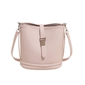 Elegante hellrosa Damen-Beuteltasche aus glattem Leder mit metallenem Schnallen-Detail - Rosa