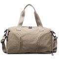 Large capacity khaki travel bag with shoe compartment and adjustable shoulder strap - Khaki