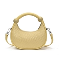 Minimalist yellow woven leather crescent handbag with a detachable shoulder strap - Yellow